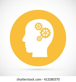 Pictograph of gear in head icon