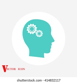 Pictograph of gear in head icon
