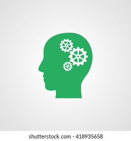 Pictograph of gear in head icon