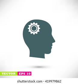 Pictograph of gear in head icon