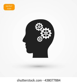 Pictograph of gear in head icon