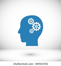 Pictograph of gear in head icon