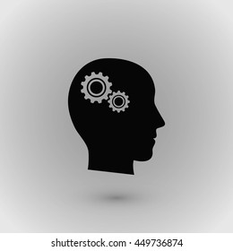 Pictograph of gear in head icon