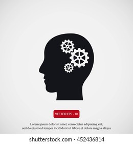 Pictograph of gear in head icon