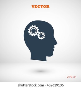Pictograph of gear in head icon