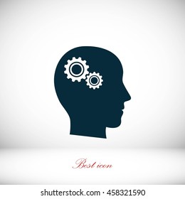Pictograph of gear in head icon