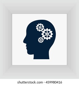 Pictograph of gear in head icon