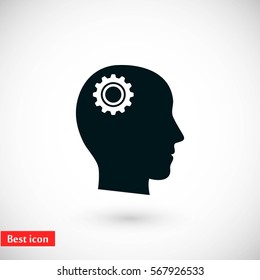 Pictograph of gear in head icon, flat design best vector icon