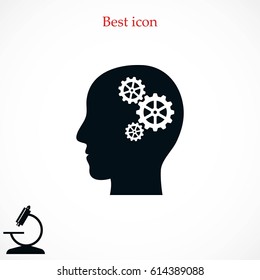 Pictograph of gear in head icon, flat design best vector icon