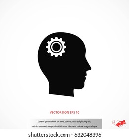 Pictograph of gear in head icon, flat design best vector icon