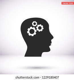 Pictograph of gear in head icon. Vector  Eps 10 