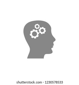 Pictograph of gear in head icon. Vector  Eps 10 