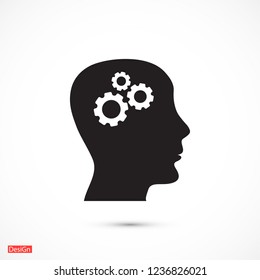 Pictograph of gear in head icon. Vector  Eps 10 