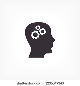 Pictograph of gear in head icon. Vector  Eps 10 