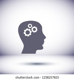 Pictograph of gear in head icon. Vector  Eps 10 
