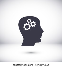 Pictograph of gear in head icon. Vector  Eps 10 