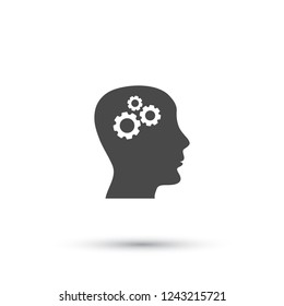 Pictograph of gear in head icon. Vector  Eps 10 