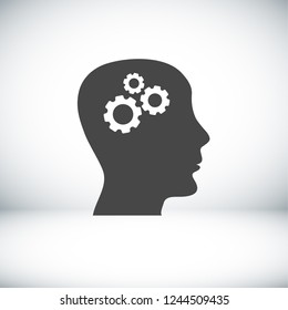Pictograph of gear in head icon. Vector  Eps 10 