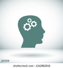 Pictograph of gear in head icon. Vector  Eps 10 