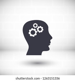 Pictograph of gear in head icon. Vector  Eps 10 