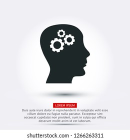 Pictograph of gear in head icon. Vector  Eps 10 