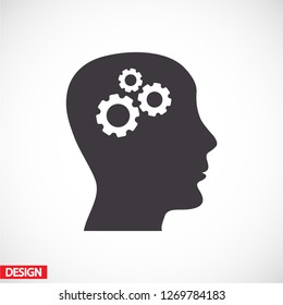 Pictograph of gear in head icon. Vector  Eps 10 