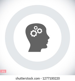 Pictograph of gear in head icon. Vector  Eps 10 