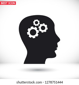 Pictograph of gear in head icon. Vector  Eps 10 
