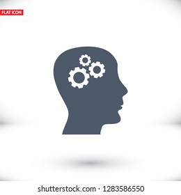 Pictograph of gear in head icon. Vector  Eps 10 