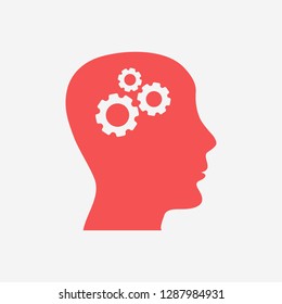 Pictograph of gear in head icon. Vector  Eps 10 