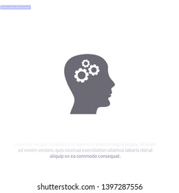 Pictograph of gear in head icon. Vector  Eps 10 . Lorem Ipsum Flat Design 