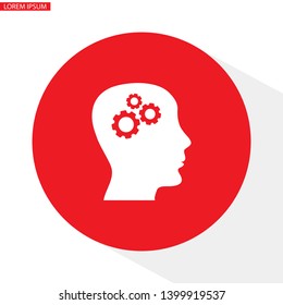 Pictograph of gear in head icon. Vector  Eps 10 . Lorem Ipsum Flat Design 