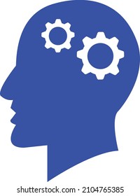 pictograph of gear in head icon . vector eps 10