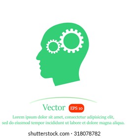 Pictograph of gear in head vector icon.