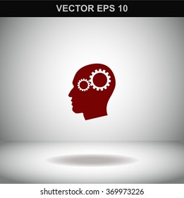 Pictograph of gear in head vector icon.