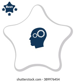 Pictograph of gear in head vector icon.