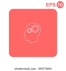 Pictograph of gear in head vector icon.