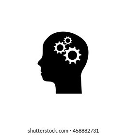 Pictograph Of Gear In Head Vector Icon. 