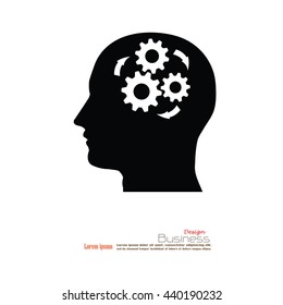 Pictograph of gear in head.idea working concept.vector illustration.