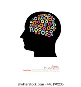 Pictograph of gear in head.idea working concept.vector illustration.