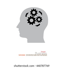 Pictograph of gear in head.idea working concept.vector illustration.