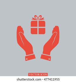 Pictograph of gift icon, vector best flat icon, EPS