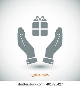 Pictograph of gift icon, vector best flat icon, EPS