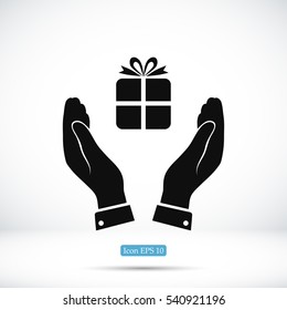 Pictograph of gift icon, vector best flat icon, EPS