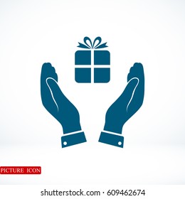 Pictograph of gift icon, vector best flat icon, EPS