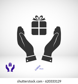 Pictograph of gift icon, vector best flat icon, EPS