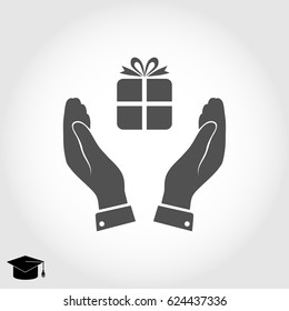 Pictograph of gift icon, vector best flat icon, EPS