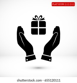 Pictograph of gift icon, vector best flat icon, EPS