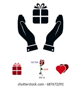 Pictograph of gift icon, vector best flat icon, EPS