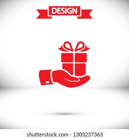Pictograph of gift icon. Vector  Eps 10 